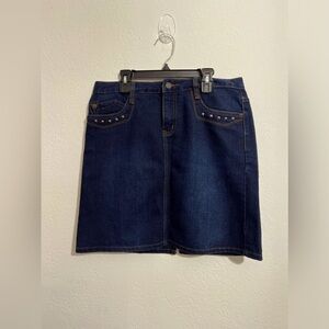 X-TM JEAN SKIRT SIZE LARGE DARK WASH